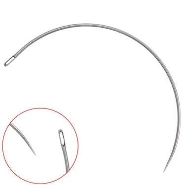 Imagem de 10 Agulha Curva Manual Costurar Couro Tapete Fio Encerado 1mm - Evolve