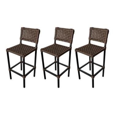 Imagem de Kit 3 Banquetas França Aluminio com Corda Naútica Marrom Escuro - ATHE