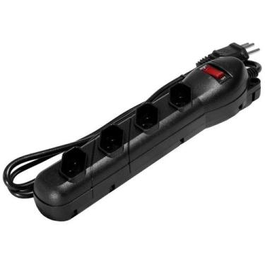 Imagem de Kit 2 Filtros De Linha Pvc 4 Tomadas Qfl4 Preto Qualitronix