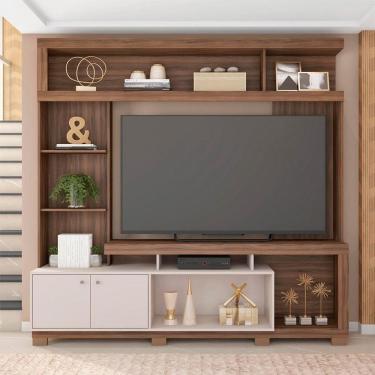 Imagem de Estante para Home Theater e TV até 70 Polegadas 2 PT Nogueira e Off White