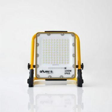 Imagem de Refletor Led  Portátil Recarregável Bi-Volt 100W 6500K - Galaxy 4081 