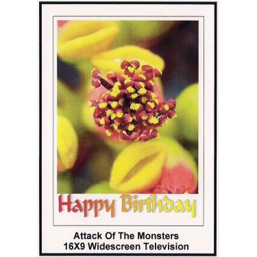 Imagem de Attack of the Monsters: 16x9 Widescreen TV.: Greeting Card: Happy Birthday