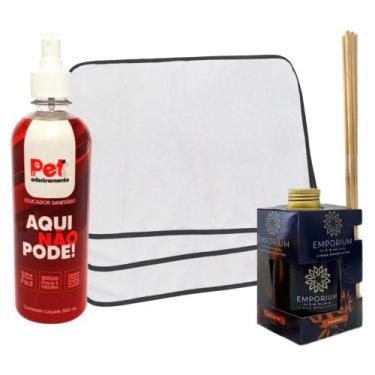 Imagem de Kit 6 Tapetes Higiênicos Pet + Educador Aqui Não Pode 500ml + Difusor 