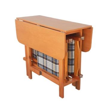 Imagem de Conjunto Prático Mesa e 4 Cadeiras Dobrável Mel, Estofado Bar-Cozinha-