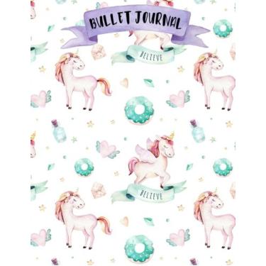 Imagem de Bullet Journal: A4 - Licorne - 160 pages - couverture souple "glossy" - Pointillés - Dot point, bullet journal, dot grid, planner, planning, organizer, journal, Licornes, Bujo