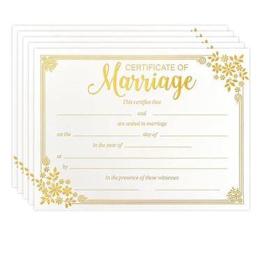 Imagem de Lesnala 25 peças certidões de casamento com bordas douradas em branco certificado de casamento certificado de casamento papel para cerimônia de casamento oficial recém-casados esperando propostas de