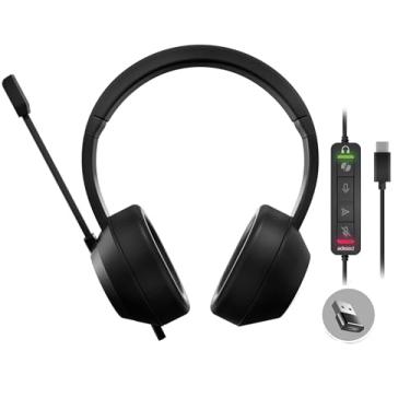 Imagem de Adesso Xtream P7 Fone de ouvido estéreo com fio com atalho Copilot AI 40 mm drivers estéreo ditado por voz botão de envio botão de envio confortável USB C e USB A para Windows e Mac OS