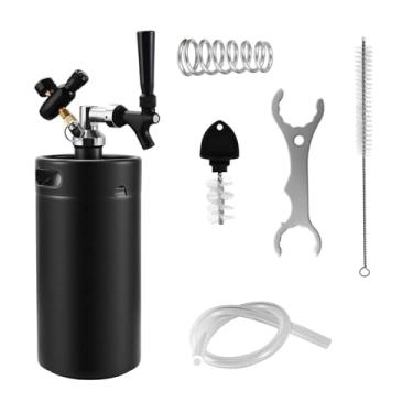 Imagem de Imaictuu Sistema de torneira de cerveja Mini Keg Growler, 3,628 g de aço inoxidável pressurizado com torneira de mola de fechamento automático e regulador de barril de 0-60 PSI, sistema de dispensador