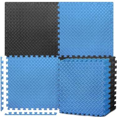 Imagem de BEAUTYOVO Tapete De Exercícios De Quebra-Cabeça Com 12 Ladrilhos De Espuma Interligados, Ladrilhos De Espuma Eva De 24 '' X 24 '', Tapetes De Piso Protetores Interligados Para Equipamentos De Ginástic