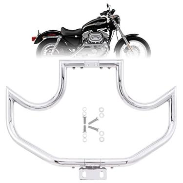 Imagem de Kinglemc Protetor de Motor Crash Bar Highway Bar para Harley Davidson Sportster Iron883 Xl883N 09-22;1200 Custom Xl1200C 04-22;Roadster Xl1200R 883 Xl883 Xl883C 04-08;Superlow Xl12 (Bigode Prata)
