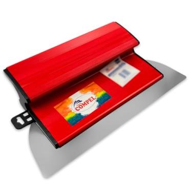 Imagem de Desempenadeira Massa Corrida Pintor Berox Aço Inox Lisa 25cm Compel Flexível Profissional