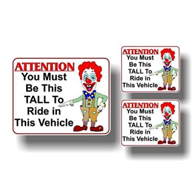 Imagem de 3 You Must Be This Tall to Ride Clown Conjunto de decalque de vinil para caminhão com kit de suporte de gás de elevação Quadriciclo de trenó ou adesivos elevados 4x4 decalques (CLOWN - conjunto de 3