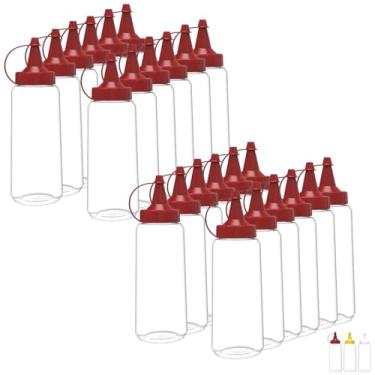 Imagem de Kit 24 Bisnagas Flexível Transparente 250ML Molho Ketchup Maionese Mostarda Lanchonete Reutilizável (Catchup)