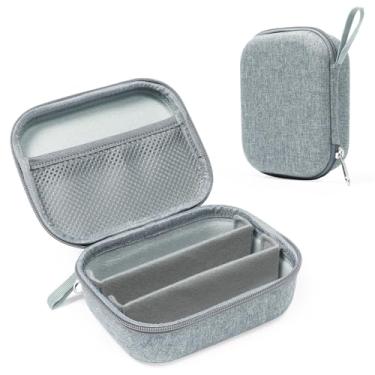 Imagem de Bukere Estojo organizador de óculos de sol de viagem, 3 compartimentos ajustáveis para vários óculos, caixa de óculos rígida para homens e mulheres, Cinza, 3 Slots