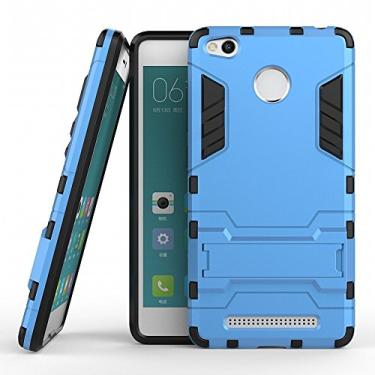 Imagem de MaiJin Capa para Xiaomi Mi Redmi 3 / Redmi3 Pro (12.7 cm) 2 em 1 à prova de choque com recurso de suporte, capa protetora híbrida de camada dupla Armor Defender (azul)