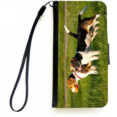 Imagem de Rikki Knight Capa carteira flip Happy Beagle Dogs in Park com aba magnética para Apple iPhone 5c