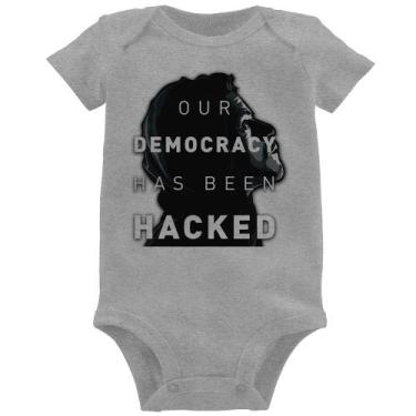Imagem de Body Bebê Our Democracy Has Been Hacked - Foca na Moda, Cinza, M