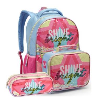 Imagem de Kit Mochila Costas Lancheira Térmica Removível Estojo Duplo - Seanite,