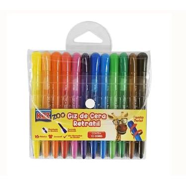 Imagem de Giz de Cera Retrátil 12 Cores Ponta Twist Resistente a Quebra