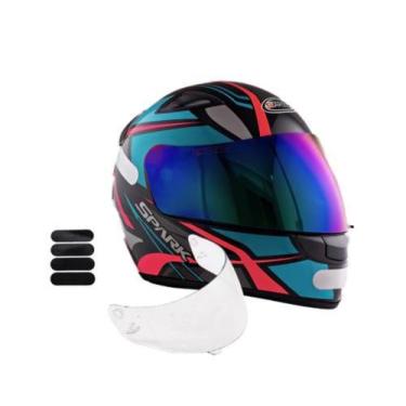 Imagem de Capacete Ebf Spark Spider Preto Tiffany Mais Viseira Camaleão e Adesiv