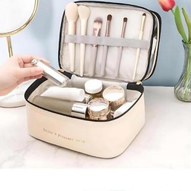 Imagem de Necessaire de Viagem Transparente Dois Andares com Zíper Organização M