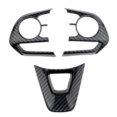 Imagem de Dakitita Acessórios interiores Acabamento da tampa do botão do volante para Toyota RAV4 2019-2024 Corolla Cross 2020-2024 (padrão de fibra de carbono)