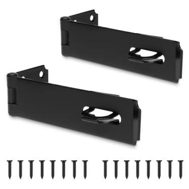 Imagem de DURIGID Trava de porta de 18 cm de aço inoxidável, trava de segurança para portão, trava de ferrolho com cadeado para portão de cerca, celeiro, jardim, galpão, caixa de ferramentas, acabamento preto,