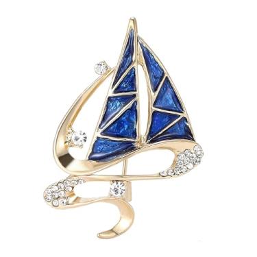 Imagem de Shejuety Broche de âncora de barco feminino requintado incrustado com zircônia cúbica, adequado para cachecóis de botão, crachás, lapelas, agulhas, saias, tecidos, chapéus, bolsas e outros acessórios,