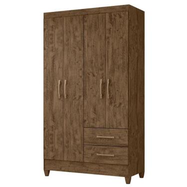 Imagem de Guarda Roupa Solteiro Chile 4 Portas E 2 Gavetas Castanho Wood Moval Castanho Wood