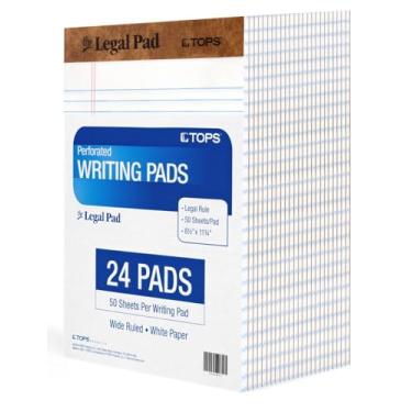 Imagem de Tops Bloco de notas, pacote com 8,5 x 21 a 24 - The Legal Pad Brand - pautado largo - bloco de papel branco 21 x 28 a 50 folhas por bloco de escrita - Feito nos EUA