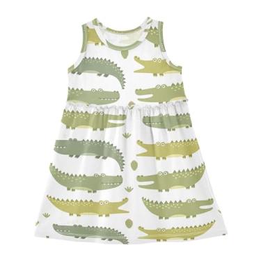 Imagem de Vozoza Vestido feminino de verão de crocodilo com desenho animado sem mangas, roupas para meninas tamanho 2, 3t, 4t, 6, 8, Multicor, 2 Anos