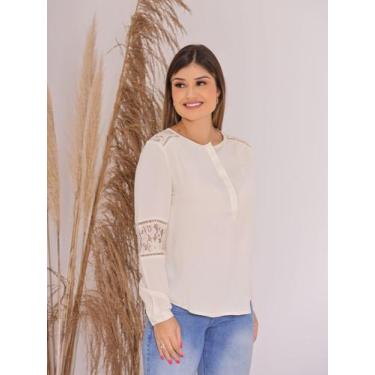 Imagem de Blusa Feminina Manga Longa com Renda nas Costas, Manga e Ombro Premium