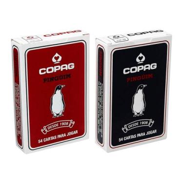 Imagem de Kit 2 Baralhos Jogo de Cartas Pinguim Azul e Vermelho Copag - 93045