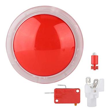 Imagem de QANYEGN 100MM LED Botão de lâmpada de luz, botão redondo de videogame, interruptor de botão para peças de jogos de vídeo de máquina (Red)