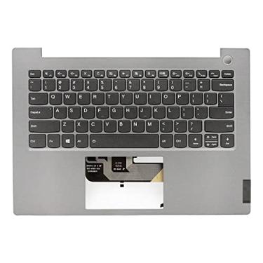 Imagem de Partsatoz Capa superior de apoio para as mãos para laptop com teclado retroiluminado dos EUA e orifício de impressão digital C capa de substituição para Lenovo ThinkBook 14 14-IML 20RV 14-IIL 20SL