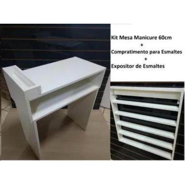 Imagem de Manicure Mesa 60 Cm C/ Comparti. + Expositor De Esmaltes - Stoks Balcõ