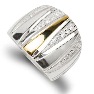 Imagem de Anel Feminino Prata 925 e Aplique em Ouro 14K Charme - Clara Center Jó