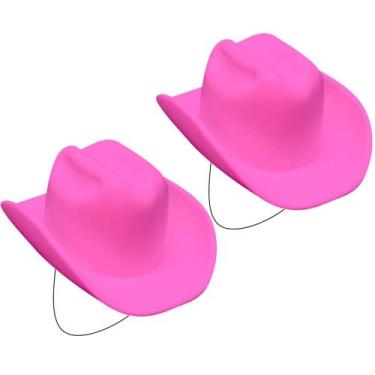 Imagem de Kit 2 Chapéu Boiadeira Castela Rosa Cowgirl Country Infantil e Adulto 