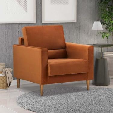 Imagem de Poltrona Decorativa Sala Herval Spirit, Desmontável, Veludo Molhado Laranja
