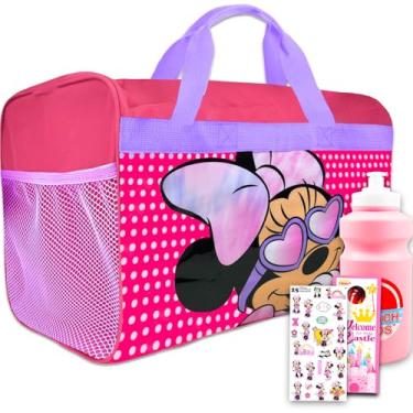 Imagem de Disney Mochila Minnie Mouse para meninas, conjunto infantil – Pacote com Disney bagagem de mão, adesivos, garrafa de água, mais | Bolsa esportiva e academia Minnie Mouse, Multicor, Minnie Mouse
