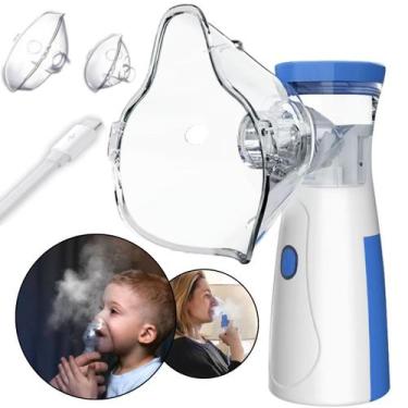 Imagem de Nebulizador Inalador Sem Fio Portátil com 2 Máscaras para Bebê e Adult