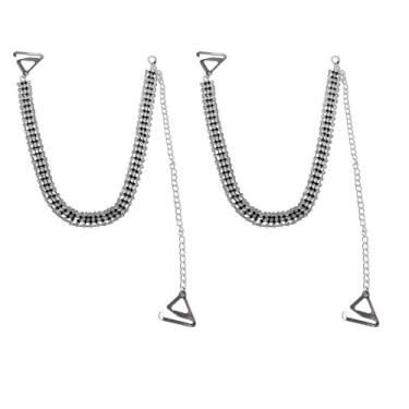 Imagem de 2 peças de sutiã de strass preto, alças de ombro para mulheres, corrente de roupa íntima de luxo, removível, cristal brilhante, ajustável, alça antiderrapante, vestido de noiva, vestido de casamento