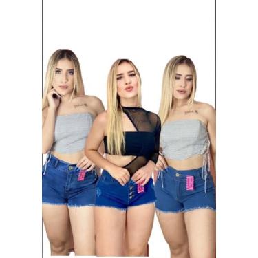 Imagem de kit 10 shorts jeans feminino. direto de fabrica com e sem laycra. - al