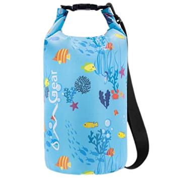 Imagem de Mochila impermeável impermeável impermeável impermeável para celular 40L/30L/20L/10L/5L saco seco flutuante para caiaque barco vela canoagem rafting caminhadas acampamento atividades ao ar livre, blue fish, 10L