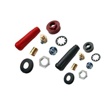 Imagem de Conector de solda TIG DKJ10-25 Conjunto de plugue e soquete de corte a plasma cobre e borracha isolante 1/vermelho e 1/preto