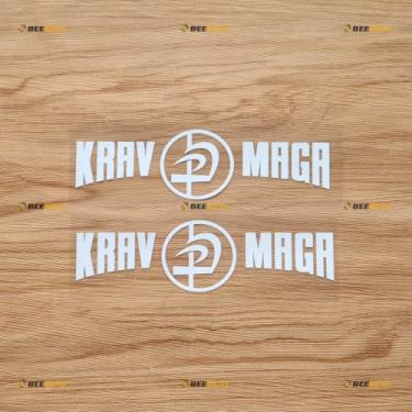 Imagem de Krav MAGA Adesivo Decalque Vinil Combate IDF Força de Defesa de Israel - Pacote com 2 Branco 15 cm - Para Carro Barco Laptop Copo Sem Fundo Cortado