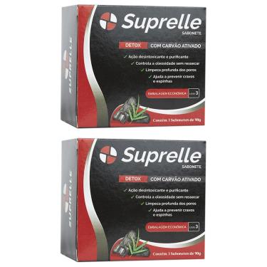 Imagem de Kit 2 und Kit Sabonete Suprelle Carvão Ativado 90g c/3 und