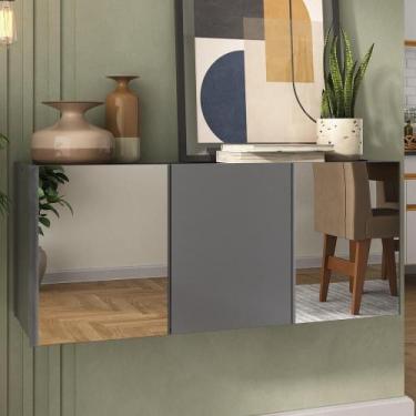 Imagem de Aparador Buffet Suspenso com Espelhos 3 Portas Multimóveis MP8004, Gra