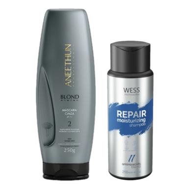 Imagem de Aneethun Mask Cinza BlondSystem250g + Wess Shampoo Repair250ml