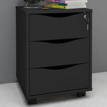 Imagem de Gaveteiro Face 3 Gavetas Preto Com Chave - Artany